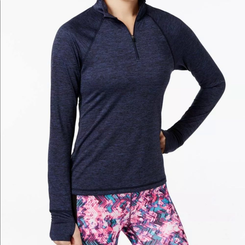 Ideology Womens Half-Zip Heathered 1/4 Zip Jacket